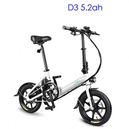 mysticall Electric Bike mysticall D3 Electric Bike Folding for Adult, E-Bike, 14inch Scooter Electric with LED Headlight, 7.8Ah Folding Electric Bicycle with Disc Brake, up to 25 km / h (D3 5.2ah White)
