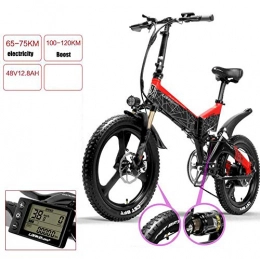 MYYDD Bike MYYDD Electric Bike 48V 400W Mountain Ebike 7 Speeds 20 inch Fat Tire Road Bicycle Snow Bike Pedals with Display and LED Indicator Light, B, 48V75km
