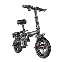 N//A Adult Electric Bikes, Folding Electric Bike 14-inch Electric Bike, Commuter Electric Bike, 48V/250W Brushless Motor (black, 50KM)