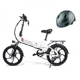 N&F Electric Bike N&F 20LVXD30 Aluminum Alloy Folding Electric Bike eBike with Bicycle Helmet 48V350W LCD Moped Bicycle 20" (White)