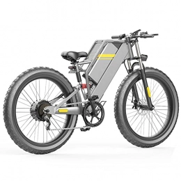 N\C Electric Bike NC NC Electric Powerful Bicycle Fat ​Tire Bike Mountain Bikes for Adults 26'' Electric Bicycle Hydraulic Brakes, 750W Ebike Removable Lithium Battery Moped Cycle, Gray, 15AH
