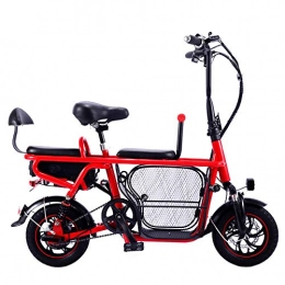 Generic Electric Bike New 12-inch folding electric bicycle with pet basket electric bike battery detachable, Electric Bike With 400W Motor, LED Front Light@Bare car does not contain battery China Red