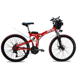 NGKWH Electric Bike NGKWH 26 Inch Aluminum Folding Electric Bicycle, 48V 350W Waterproof Dustproof and Non-slip Assisted Bicycle with LED Lights Equipped with Bilateral Folding Pedals (Color : Red)