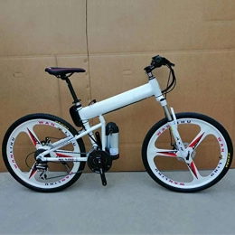 Niguleser Electric Bike Niguleser Folding Electric Bike, 26 Inch Mountain Cycling Bicycle, Aluminum Alloy 36V 8AH Lithium Battery, 27 Speed Shifter for Commuter Travel, White
