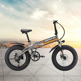 No/Brand Electric Bike NOBRAND Electric mountain bike electric bike aluminum alloy 4.0 fat tire electric bike beach snow folding electric bike 20 inch e bike Suitable for men and women, cycling and hiking (Color : Grey)
