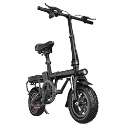 NXXML Bike NXXML Aluminum Pro Smart Folding Portable E-Bike, 12 Inch Small Mini Battery Car, with 48V Removable Lithium-Ion Battery, Black, Highversion