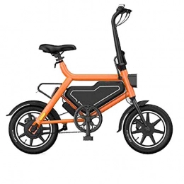 NXXML Bike NXXML Folding Electric Bike, 12 Inch Wear-Resistant Shock Absorbing Tire, with Efficient Double Brake Electric Moped, Orange