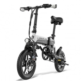 NYPB Bike NYPB Electric Bike Foldable, 400W Motor, 36V 8.7Ah Rechargeable Lithium Battery Seat Adjustable with LCD Display LED Headlights 14 inches Pneumatic Tires, Black silver, 36V 8.7AH