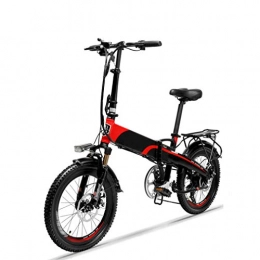 NYPB Bike NYPB Electric Bike Foldable, Max Speed 25km / h 300W / 400W Brushless Motor 48V 8.7Ah / 10.4AH Rechargeable Lithium Battery Premium Full Suspension and 7 Speed Gear, Red, 48V8.7AH 300W