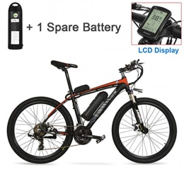 NYPB Electric Bike NYPB Electric Bike, Motor 250W / 400W 26'' Pneumatic Tyres Seat Adjustable 36V48V Rechargeable Lithium Battery 21 Speed Shifter Pedal Assist Unisex Bicycle, Red, 48V 10.4AH 400W