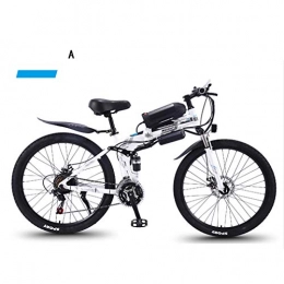 NYPB Electric Bike NYPB Folding Electric Bike, Electric Mountain Bike 350W Motor Removable 36V 8AH / 10AH Lithium-Ion Battery 27 Speed Gear Double Disc Brake Unisex Bicycle, White blue A, 36V 10AH