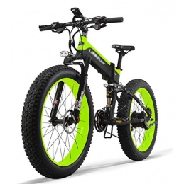 ONLYU Electric Bike ONLYU 48V10ah 500W Powerful Electric Bike with 26 '' 4.0 Fat Tire E-Bike Snow, 27 Speed Folding Electric Bike for Adult Outdoor Cycling, Green