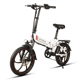 ONLYU Electric Bike ONLYU Electric Bicycle, 20-Inch Folding Electric Bike with Powerful Motor 48V 10.4Ah Lithium Battery, Adult Foldable E-Bike with LCD Dispaly, 7-Speed 350W Motor 30 Km / H, White