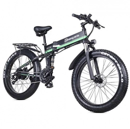 ONLYU Electric Bike ONLYU Electric Bike, 1000W 48V Folding Mountain Bike with 26 * 4.0 Fat Tire, 21 Speed Lightweight E-Bike with Pedal Assist Hydraulic Disc Brake, Green