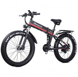 ONLYU Electric Bike ONLYU Folding Electric Bike, 1000W 48V Foldable Mountain Bike with 26Inch Fat Tire, 21 Speed Lightweight E-Bike with Pedal Assist Hydraulic Disc Brake, Red