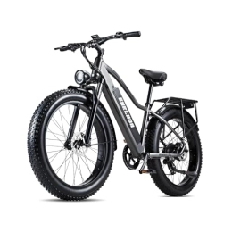 OTIDA Electric Bike,E Bike For Adults,48V 18AH Removable Durable Battery,26'' x 4.0 Fat Tires 8 Speed Ebike,Snow Beach Mountain City E-Bike,Hydraulic Brake,Grey