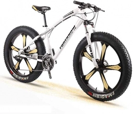 Oulida Electric Bike Oulida Electric bicycle, Bicycle snow bike tire Adult male and female cross-country mountain wide speed 26-inch five students damper disc cutter wheel woo (Color : White, Size : 21 speed)