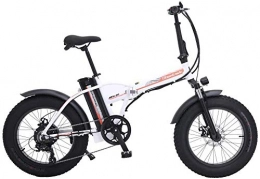 Oulida Electric Bike Oulida Electric bicycle, Electric bicycle 20 inches of snow, fat 4.0 tire, 48V 15Ah power lithium battery, power-assisted bicycle, mountain bike woo (Color : White, Size : 15Ah+1 Spare Battery)
