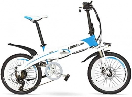 Oulida Electric Bike Oulida Electric bicycle, G660 20 inch folding mountain bike 500W / 240W motor 48V 14.5Ah lithium pedal assist electric bicycle suspension fork woo (Color : White Blue, Size : 500W 14.5Ah)