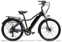 Oulida Bike Oulida Electric bicycle, Pard3.0 26 Yingcun electric bicycles, 300W city bike suspension fork oil spring, pedal-assist bicycles, long endurance woo (Color : Black, Size : 15Ah+1 Spare Battery)