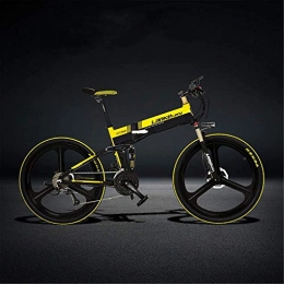 Oulida Electric Bike Oulida Electric bicycle, XT750-S 26 inch folding electric bicycle hydraulic disc brake, 400W motor, battery top brands, long life, 5 auxiliary pedals woo (Color : Black Yellow, Size : 14.5Ah+1 Spare)