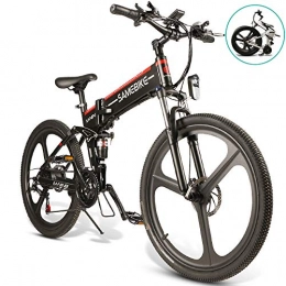 OUXI Bike OUXI LO26 Electric Mountain Bike, Folding Electric Bike for Adults 10.4Ah 350W with Shimano 21 Speed LED Display 26inch Tire Suitable for Men Women City Commuting (Black)