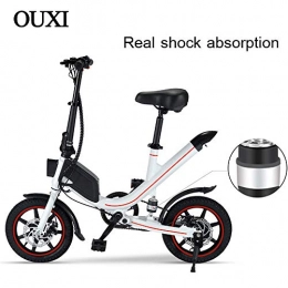 OUXI Electric Bike OUXI V1 Electric Bikes for Adults, Foldable Bike with 350W 6.6Ah Battery 36v 12" Lightweight for Men City Fitness Outdoor Sporting Commuting
