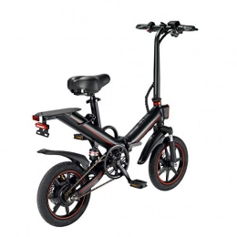 OUXI Electric Bike OUXI V5 Electric Bike, Electric Bikes for Aldults Foldable Folding Max Speed 25km / h 48v 10Ah Lithium Battery 400W 14inch Wheel Mini Ebikes for Mens Women's Teenager(Black)