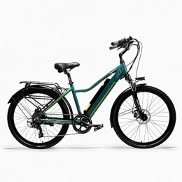 IMBM Bike Pard3.0 26 Inch Electric bicycle, 300W City Bike, Oil SpringSuspension Fork, Pedal Assist Bicycle, Long Endurance (Color : Green, Size : 15Ah+1 Spare Battery)