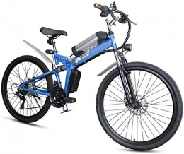 PARTAS Bike PARTAS Electric Bike, Folding Electric Mountain Bike, 26 * 4Inch Fat Tire Bikes 7 Speeds Ebikes For Adults With Front LED Light Double Disc Brake Hybrid Bicycle 36V / 8AH (Color : Blue)