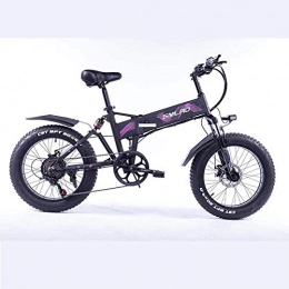PARTAS Electric Bike PARTAS Sightseeing / Commuting Tool - Folding Electric Bike 500W Motor With 48V 10Ah Removable Lithium-Ion Battery 20 Inch Ebike Fat Tire Electric Bicycle (Color : 48V500W Purple)