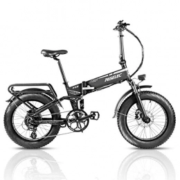 Paselec Electric Bike Paselec Electric Bike Folding Electric Bike 20'' Fat Tires Mountain Electric Bicycle 8 Speed Electric Bikes with Removable 14Ah Lithium-Ion Battery, hybrid bike with Electric Lock, Power Regeneration