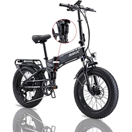 Paselec Bike PASELEC Electric Bike for Adult Folding Electric Bicycle Fat Tire 20 * 4.0 Ebike Powerful 750 Motor 48V 12AH E bikes with Double Shock Absorption, 9 Gears Speed, Hydraulic Disc Brakes for Men Women