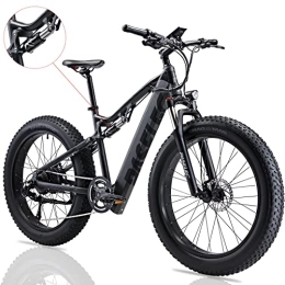 Paselec Electric Bike PASELEC Electric Bikes for Adult, Electric Mountain Bike, 26 inch*4.0'' Fat Tire E-Bike with 48V 14.5ah Lithium Battery, 65N·m Torque Moped Cycle 7 Gear Full suspension E-MTB Power Motor(Black)