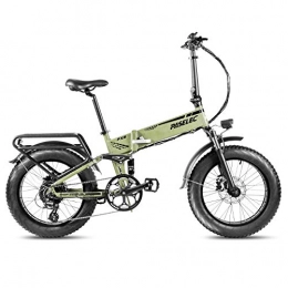 Paselec Electric Folding Bike Full Suspension 20'' Fat Tire 8 Speed Gears Ebike with 14Ah Battery Power Regeneration (Green)