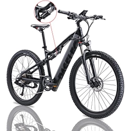 Paselec Electric Bike PASELEC Electric Mountain Bikes for Adults 27.5'' Electric Bicycle Hydraulic Brake 48V 13ah Ebike Moped Cycle Full Suspension E-MTB, Professional 9-Speed Gears for men women (BLACK)