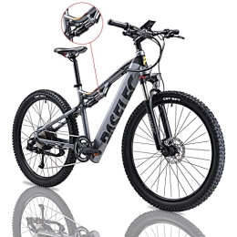 Paselec Bike PASELEC Electric Mountain Bikes for Adults 27.5'' Electric Bicycle Hydraulic Brake 48V 13ah Ebike with 65N·m Torque Moped Cycle Full Suspension E-MTB, Professional 9-Speed Gears for men women (GREY-2)