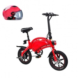 Pc-Glq Bike Pc-Glq 14" Folding Electric City Bike, Up To 25 Km / H, Adjustable Speed Bike, 250W 36V / 10.4Ah Lithium Battery, Unisex Adult, Parent-Child Electric Bicycle, Red