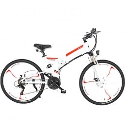 Pc-Glq Electric Bike Pc-Glq Folding Electric Mountain Bike, 26'' Electric Bike E-Bike 21 Speed Gear And Three Working Modes. with Removable 48V 10 / 12.8AH Lithium-Ion Battery 350W Motor, White, 10AH