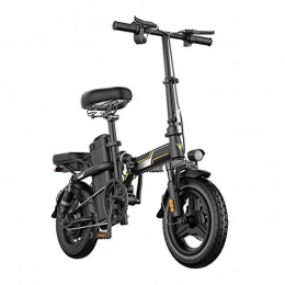 Pc-ltt Bike Pc-ltt 14 inch Electric Bicycle with 48V 8AH Lithium Battery, 400W Adult Aluminum alloy Folding E-bike, Urban Commuter Electric Scooter for Outdoor Cycling Travel, Black, 25AH