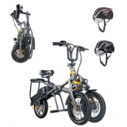 Pc-ltt Bike Pc-ltt 14 Inch Folding Electric Bike Tricycle with 48V 7.5AH Battery 350W High-Speed Motor Max Speed 30Km / H, Lightweight Aluminum Alloy Mountain Bicycle for Adults