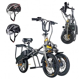 Pc-ltt Bike Pc-ltt 350W 14 inch Folding Electric Tricycle with Removable 48V 7.5AH Battery Max Speed 30km / h, 35km Mileage, Lightweight Aluminum Alloy Mountain Bicycle for Adults