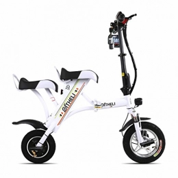 PH Electric Bike PH Small Folding Electric Bicycle Mini Female Battery Car Male Generation Electric Double Adult Lithium Plate Skating, White, Two seats