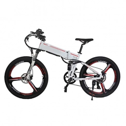 PHASFBJ Bike PHASFBJ 26 Inch Electric Bike, Folding Electric Bicycle 48V 350W Foldable Pedal Assist Mountain E-Bike with 10Ah Lithium-Ion Battery Lightweight Bicycle for Teens and Adults, White