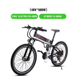 PHASFBJ Electric Bike PHASFBJ Electric Bike 26 Inches, Electric Bicycle 48V500W Assisted Mountain Bicycle Folding Fat Tire Snow Bike 12Ah Li-Battery 21 Speed Beach Cruiser E-bike with Rear Seat, Black