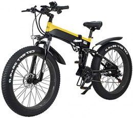 PIAOLING Electric Bike PIAOLING Profession Folding Electric Mountain City Bike, LED Display Electric Bicycle Commute Ebike 500W 48V 10Ah Motor, 120Kg Max Load, Portable Easy To Store Inventory clearance (Color : Yellow)