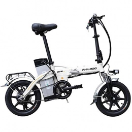 PinkDreamland Bike PinkDreamland 14" Foldable Electric Bicycle Adult Smart Portable Aluminum Alloy Bicycle with Detachable Lithium Ion Battery 48V 250W 3 Riding Modes, White