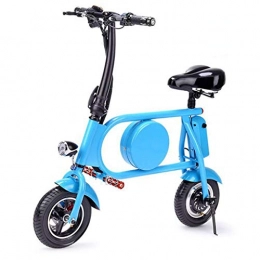 SZPDD Electric Bike Portable Electric Bicycle, Smart Electric Bicycle Scooter with LED Light One Button Remote Travel Pedal Small Battery Bikes Lightweight Adult Moped Bike, Blue, Battery~8Ah