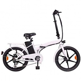 WXX Bike Portableadult Electric Bike, with 36V 10AH Lithium Battery Variable Speed Folding 20-Inch Battery Car Aluminum Alloy Scooter, White