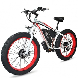 QBAMTX Electric Bike QBAMTX Electric Mountain Bike Fat Tire Electric Bike with Removable Lithium-ion Battery for Men Adults, 21 Speed Transmission Gears Double Disc Brakes 26"x4.0" Ebike Beach Dirt Bike